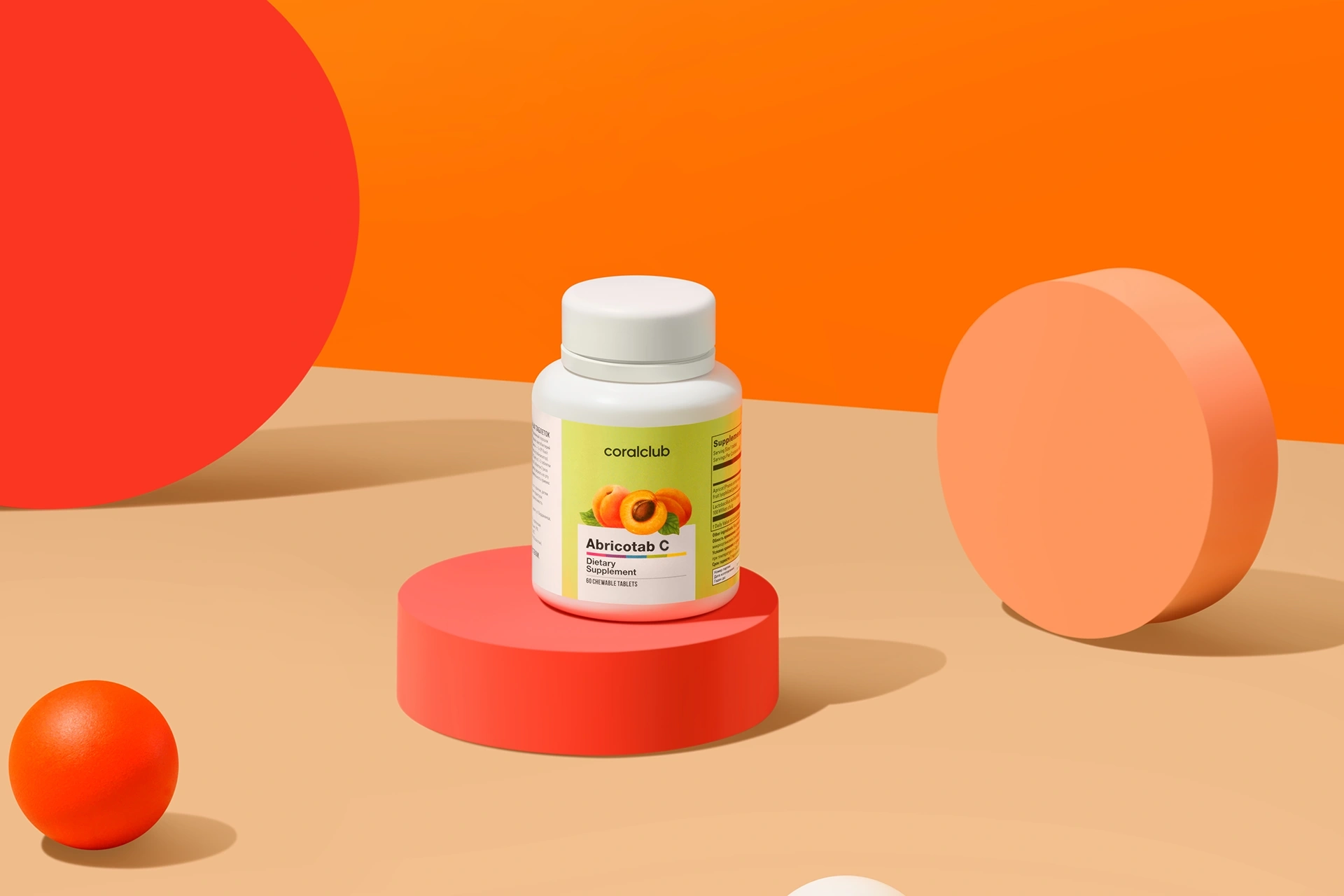 A jar of Abricotab C complex in a cozy lifestyle setting next to fresh fruits