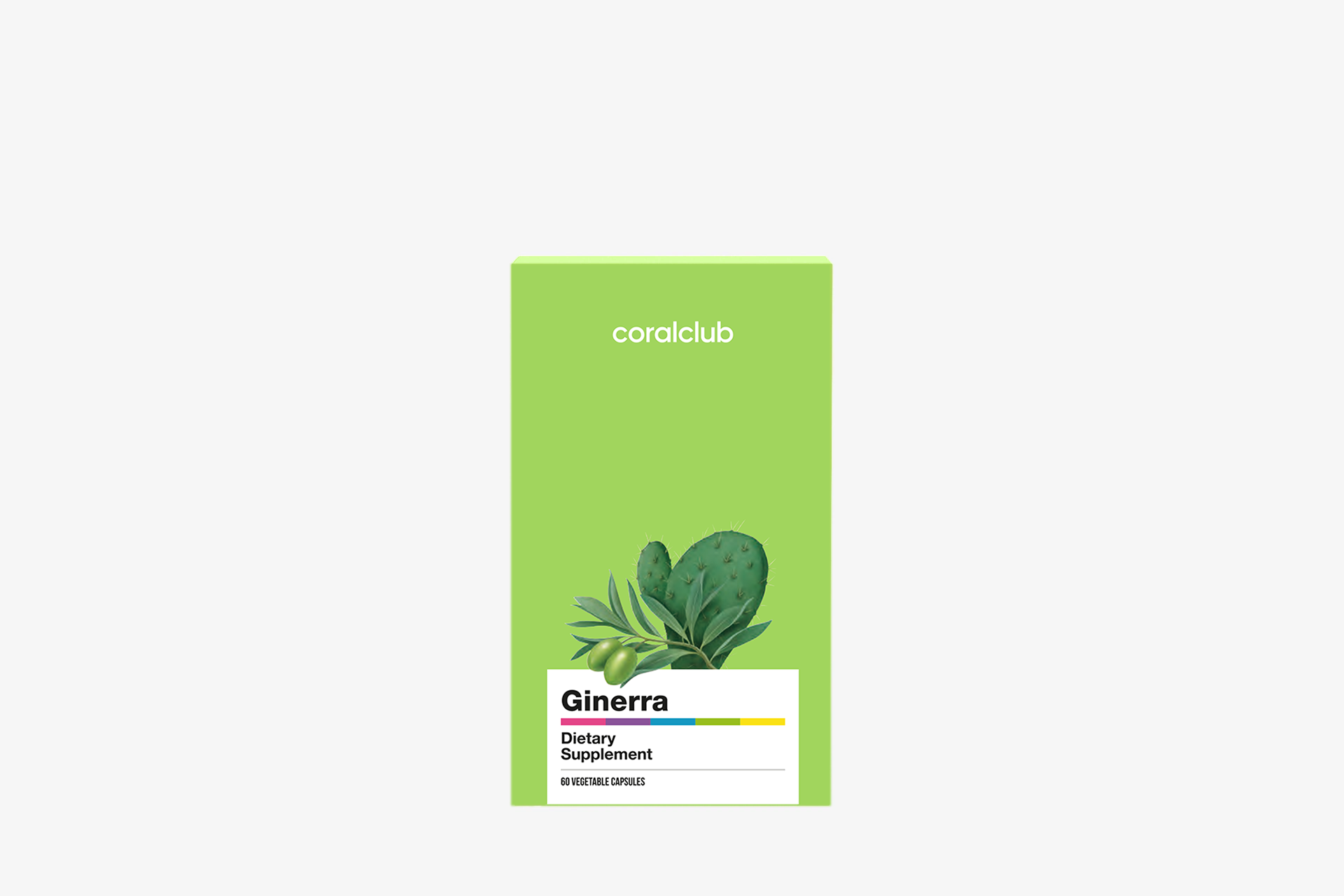 Packaging of Ginerra botanical complex on a neutral background, symbolizing purity and lightness