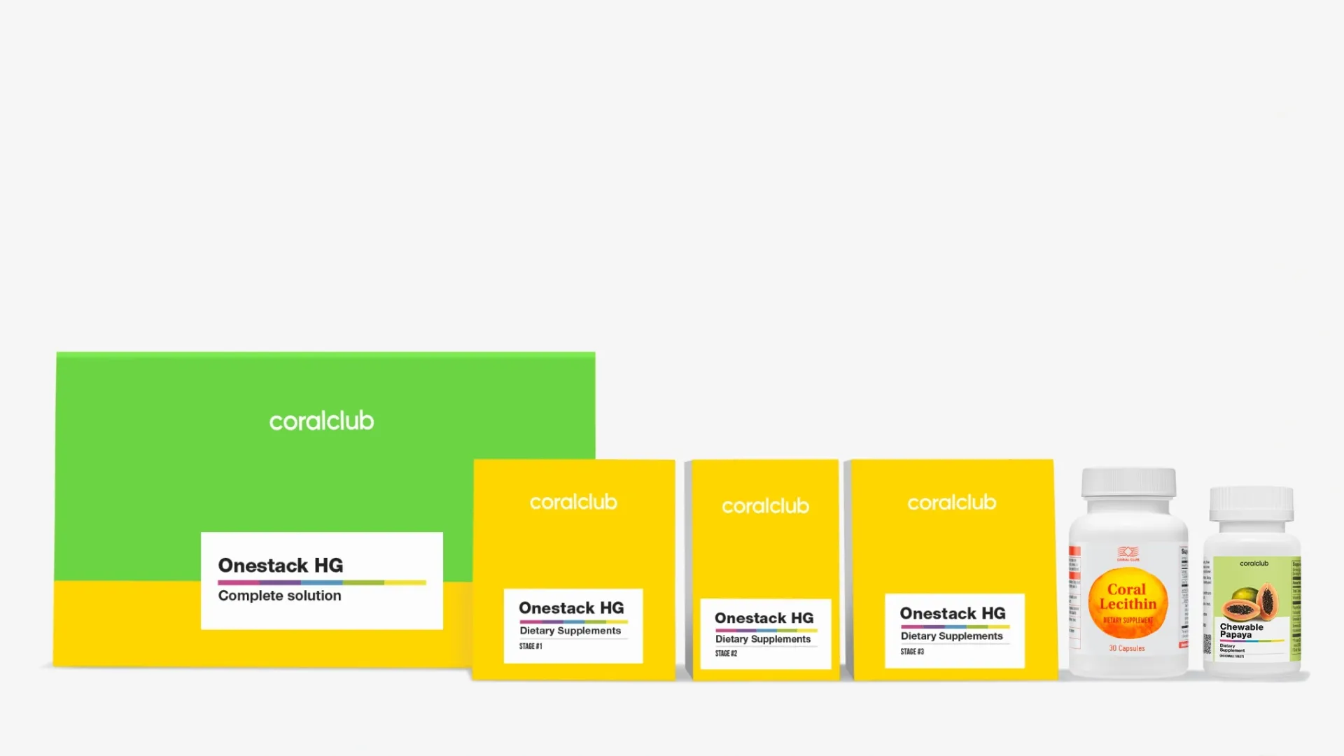 The complete set of Healthy Gut products arranged in a row on a light background