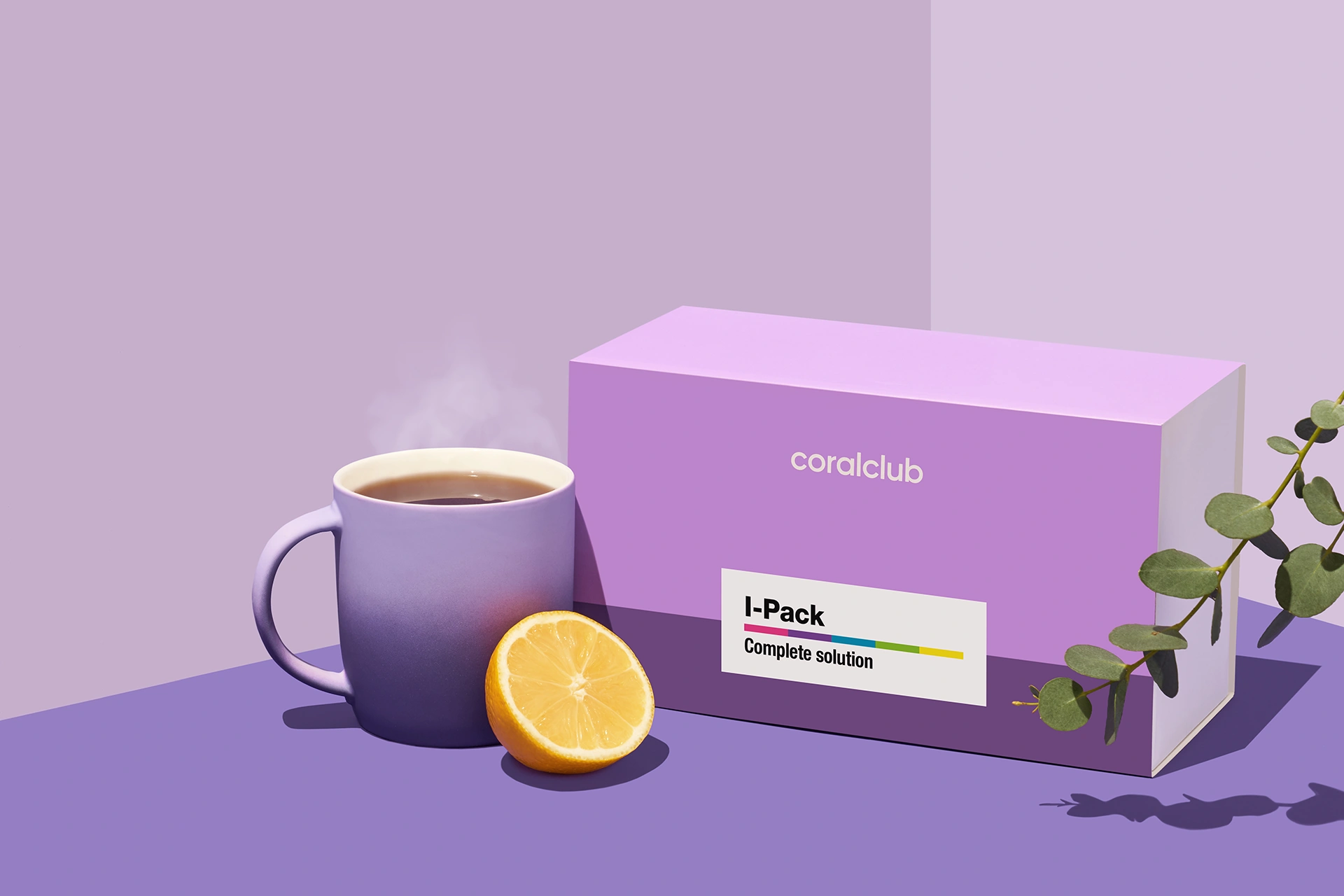 Convenient format of nutraceuticals from the I-Pack complex in a cozy setting with a cup of tea and lemon