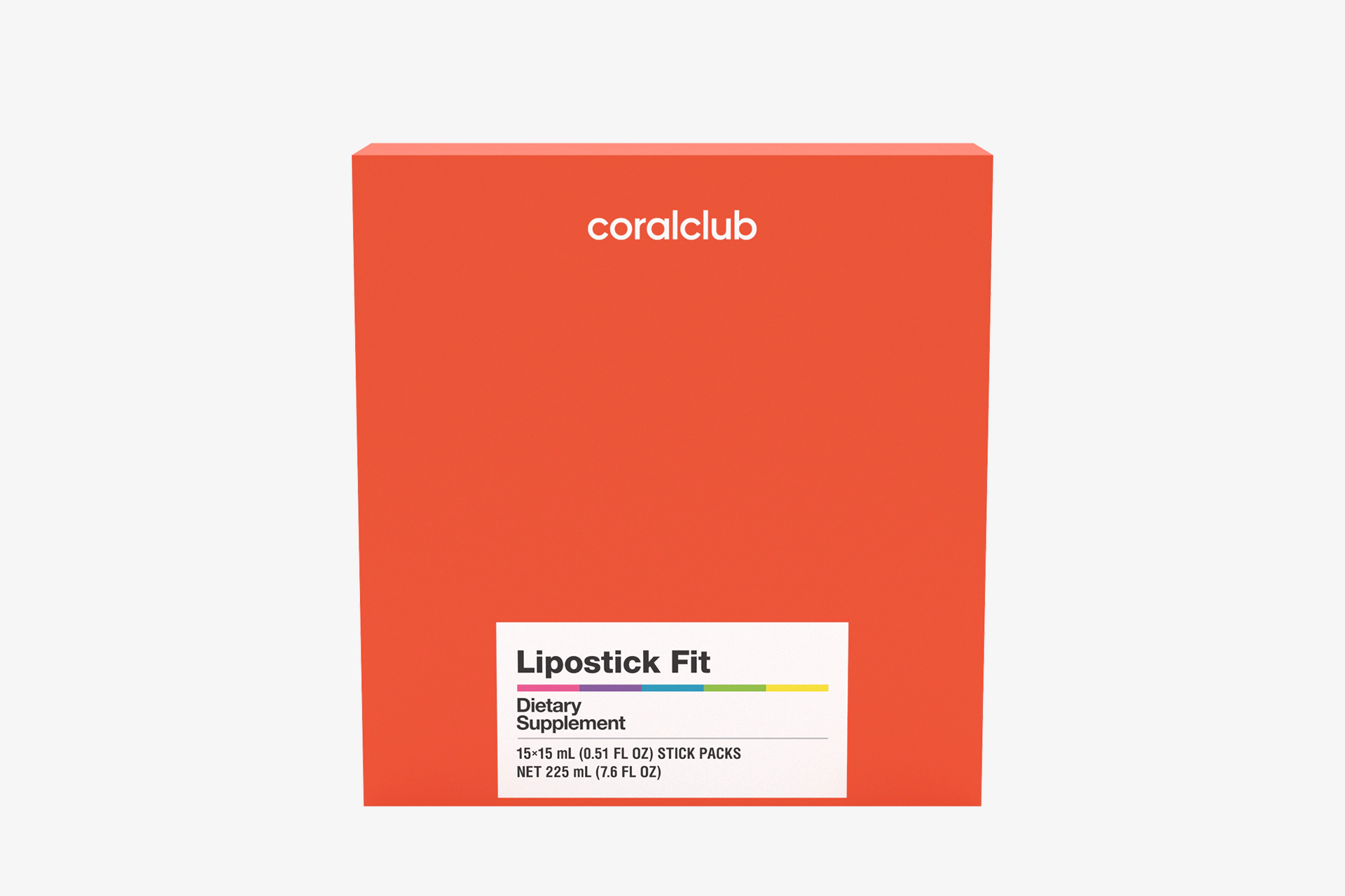 Packaging of the innovative liposomal Lipostick Fit complex on a neutral light background