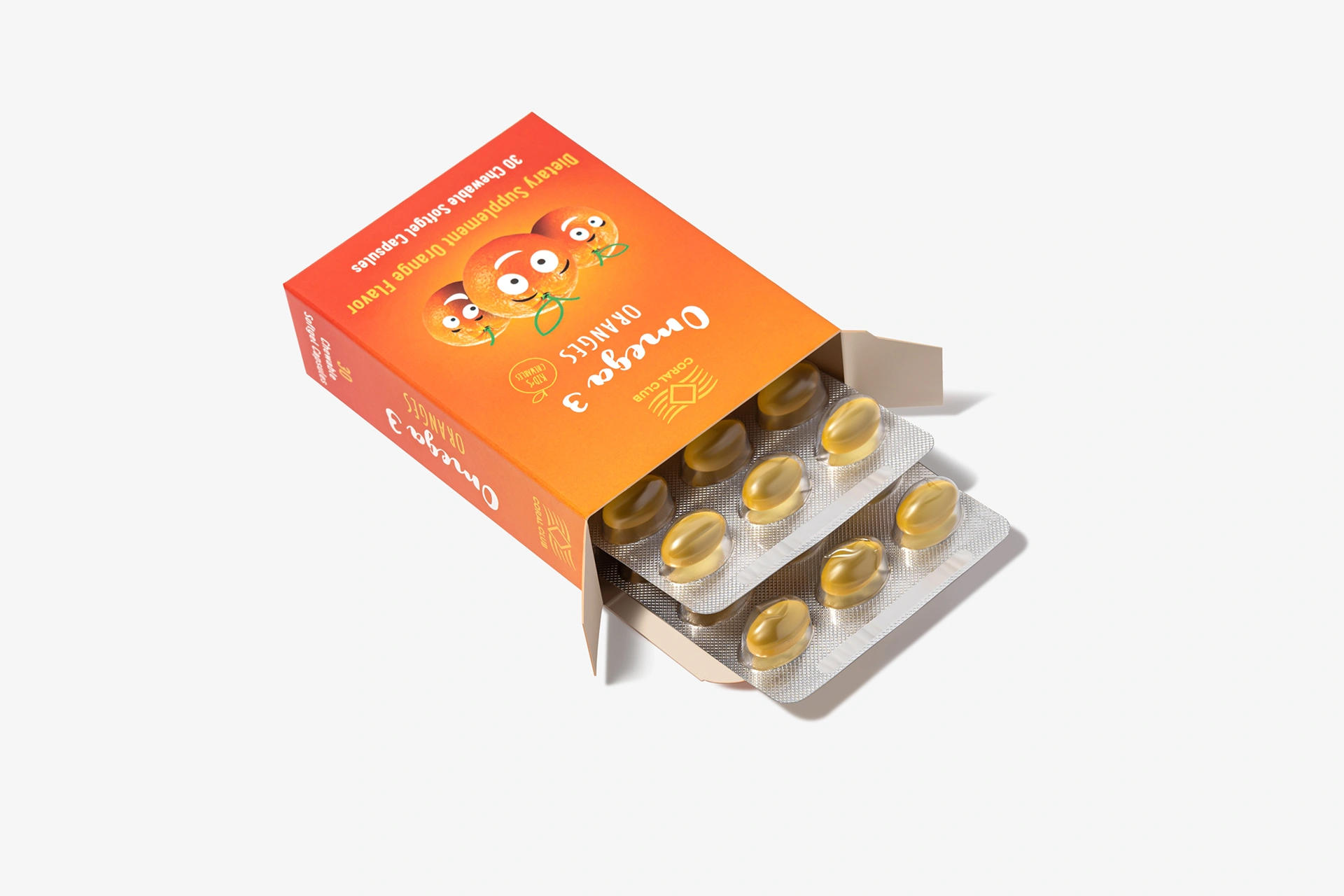 Convenient packaging format of Omega 3 Oranges for daily nutritional support