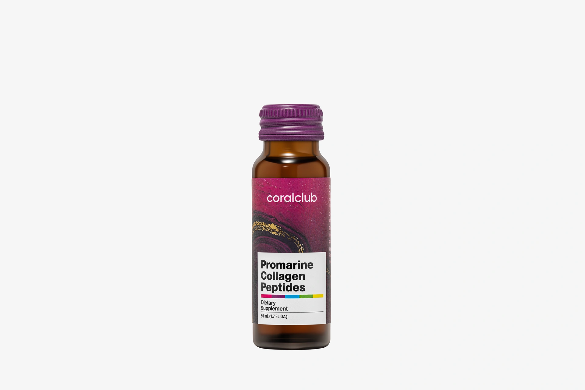Close-up of a Promarine Collagen Peptides glass bottle