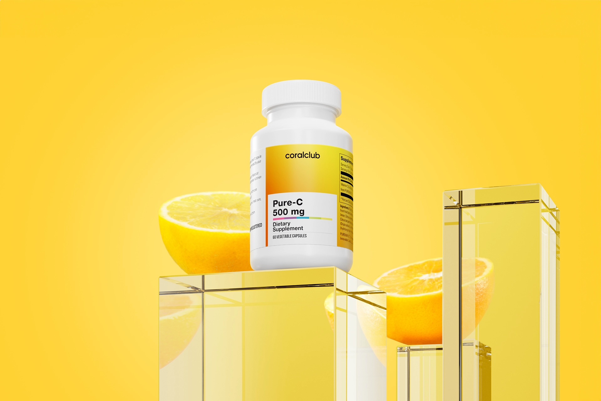 Convenient Pure-C capsules format in a lifestyle setting with fresh citrus