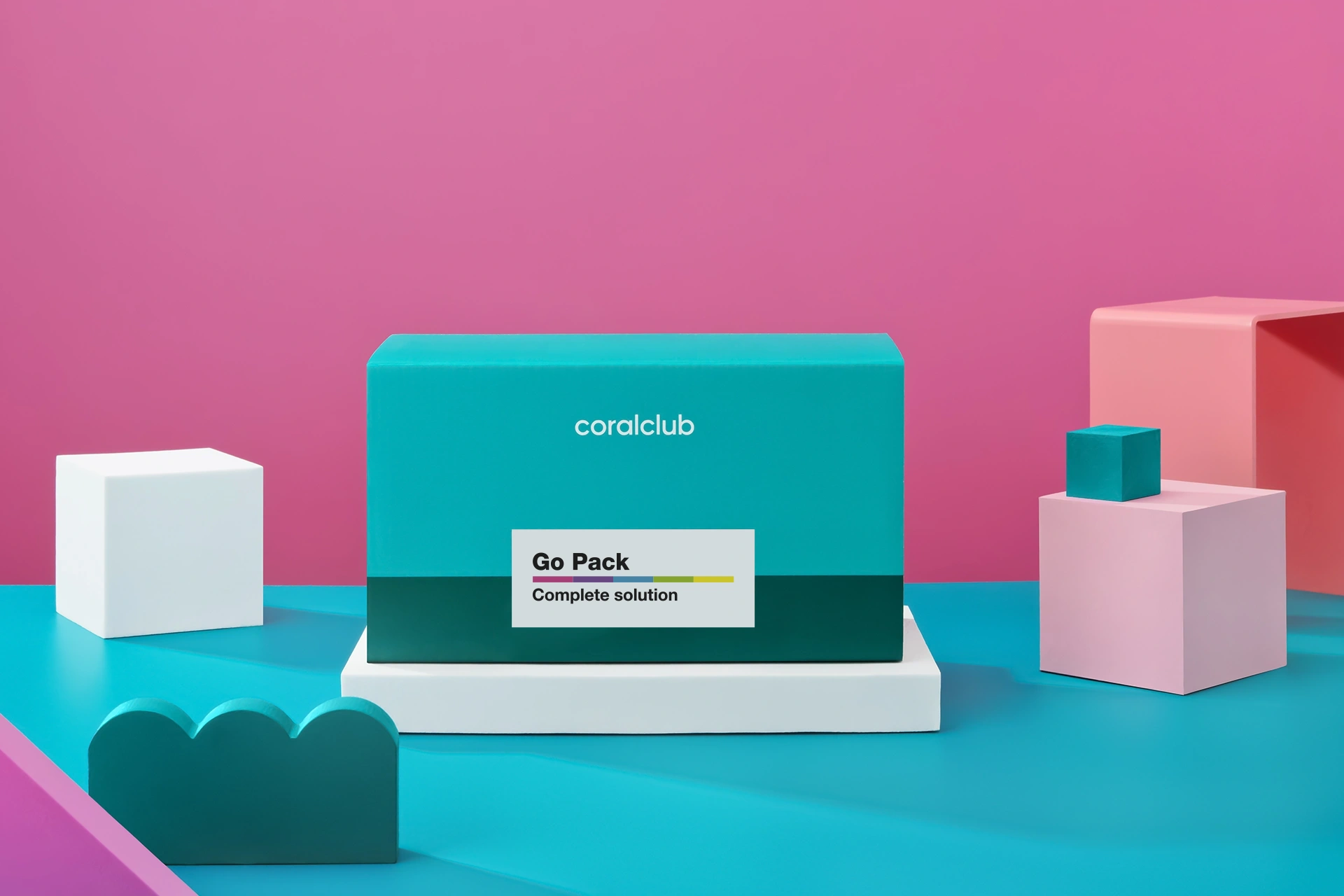 Convenient packaging of the Go Pack set on a workspace background