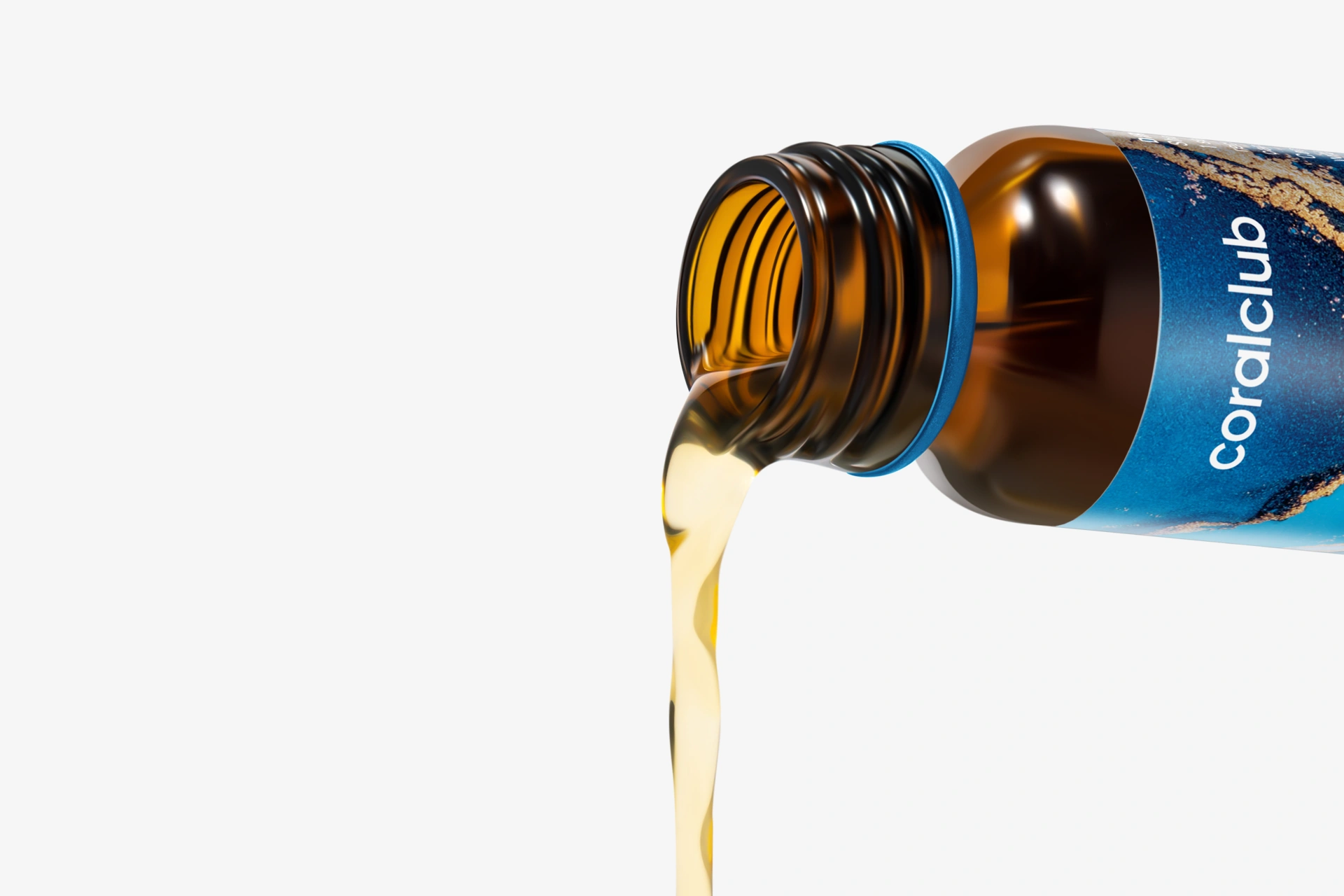 Liquid texture: product pouring out of the Promarine Collagen Tripeptides bottle
